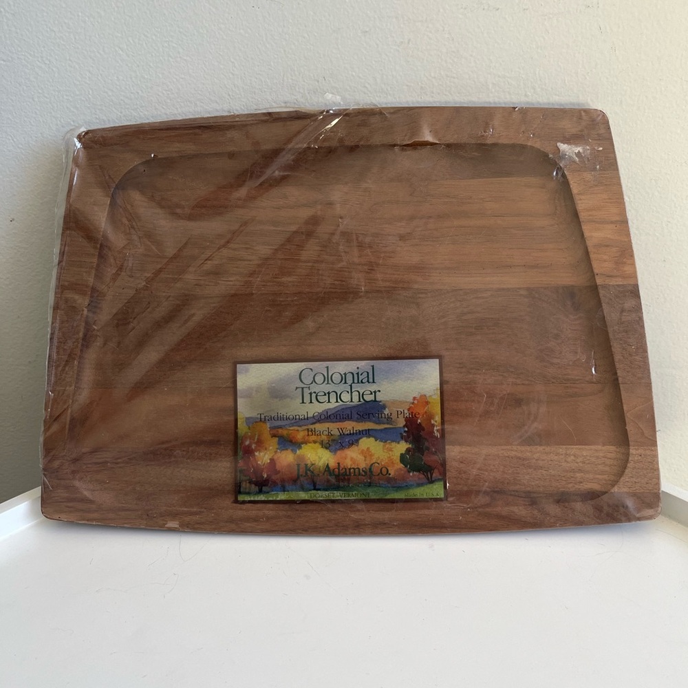 NEW J.K. Adams Co. 13-by-9-Inch Black Walnut Colonial Trencher Serving Plate USA
